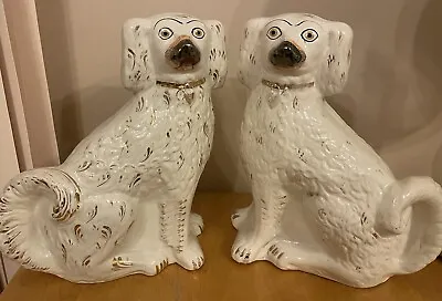 Buy Antique Victorian Staffordshire Flatback King Charles Spaniel Pair Wally Dogs • 49.99£