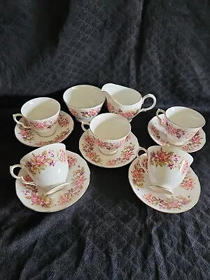 Buy 5 X Colclough Wayside Honeysuckle Tea Cups And Suager Bowl And Milk Jug • 8.99£
