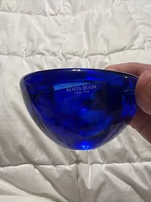 Buy KOSTA BODA CANDLE HOLDER Cobalt BLUE SWIRL ART GLASS SWEDEN SCANDINAVIA W/TAG • 26.60£