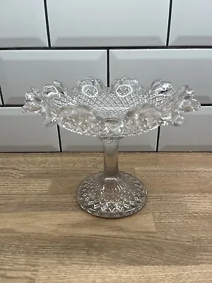 Buy Cut Glass Fluted Edge Pedestal Vintage Tea Party Wedding Cake Fruit Stand Chic • 12.70£