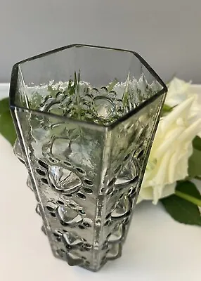 Buy Rare Dartington Glass Midnight Grey Hexagonal “nipple Vase” FT108 • 19.99£