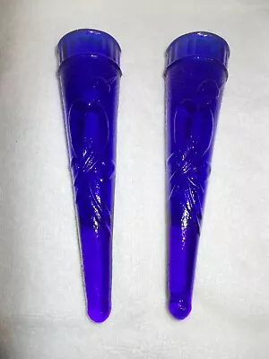 Buy 2 Cobalt Blue Woodpecker Bird Vase Wall Pockets Depression Glass Great Cond. • 71.49£