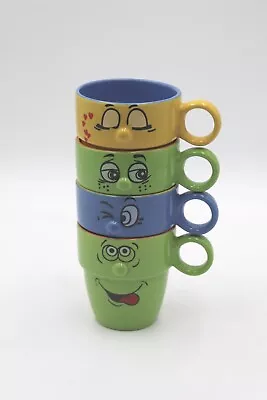 Buy Trade Winds Tableware Funny Faces Mugs Cups X4 Stacking Used Vintage Retro Funny • 30£