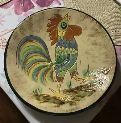 Buy Mid-Century Spanish Ceramic Wall Plate With Rooster Decor From Puigdemont • 95.84£
