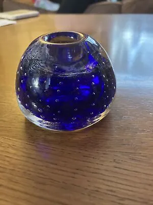 Buy Beautiful Blue Bubble Blown Candle Holder  • 6.50£
