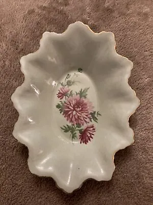 Buy Adderley Chrysanthemum Trinket Dish Bone China Pin Dish Ring Dish Pink Flowers • 4£