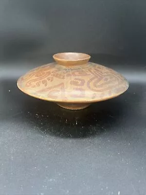 Buy Old Pottery Bowl Vase Mexico Handpainted Beautiful Earthy Brown Orange Red • 53.39£