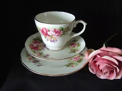 Buy Vintage Duchess Bone China Trio Pink Roses Floral  Tea Cup Saucer & Plate • 4.99£