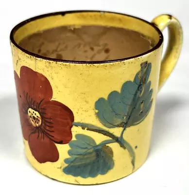 Buy Antique Child’s Creamware Hand Painted Cup Mug With Handle 2” • 81.52£