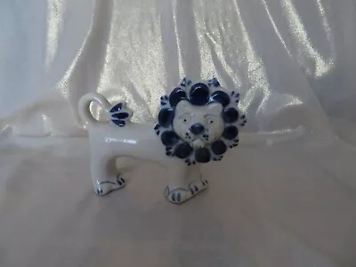 Buy Made In  USSR Gzhel Hand Painted Ceramic Blue & White Lion • 21£