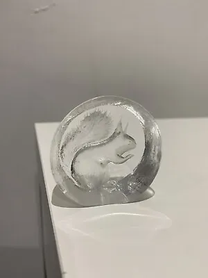 Buy Retro Sweden Mats Jonasson Signed Crystal Glass Squirrel Paperweight Vintage • 22£