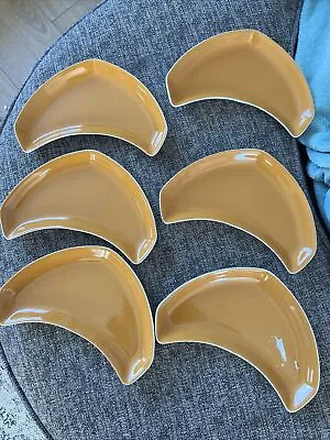 Buy 6x Poole Pottery Plates Orange Vintage Kidney Plates Dishes • 14£