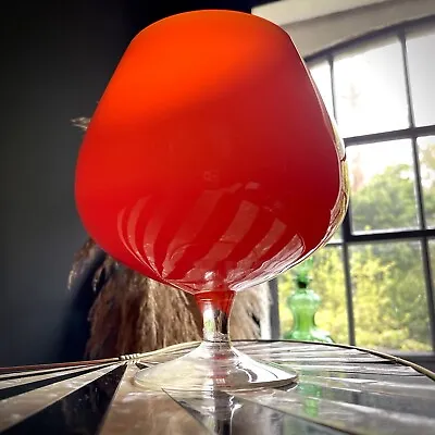 Buy Retro Iconic 1970s Vibrant Orange Opaque Glass Balloon/brandy Glass Vase • 28£