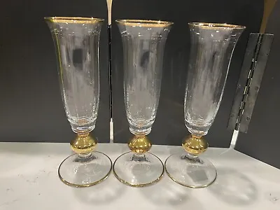 Buy Mikasa Country French Golden Set Of 3 Champagne Flutes - Gold Ball Stem • 43.16£