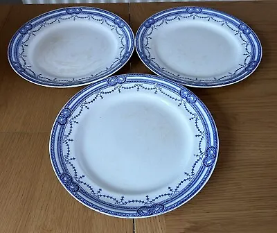 Buy Bristol Pountney & Co Blue & White Pottery Set Of 3 Dinner Plates 10” • 19.95£