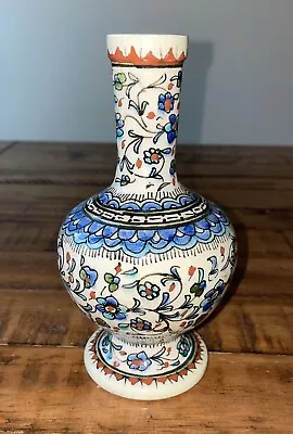 Buy VTG Kutahya Turkish Pottery Vase Handmade Hand Painted Blue Turquoise Red Exc.! • 48.99£