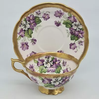 Buy Salisbury Devonshire Violets Bone China Tea Cup And Saucer Gold Trimmed English • 22.95£