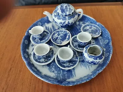Buy Blue And White Antique Part Child's Transfer Pottery Tea Set Chinese Design • 24.99£