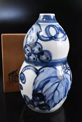 Buy M7744:Japanese Mashiko-ware Blue&White FLOWER VASE,Takashi Made W/signed Box • 23.67£
