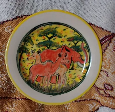 Buy Vintage Imbiza Pottery Art Plate Elephant Africa Signed 2000 Zimbabwe Cute Decor • 71.04£