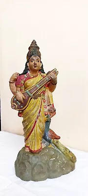 Buy 16  Antique VTG Old Pottery Terracotta Mud Goddess Saraswati Figure Idol Statue • 300£