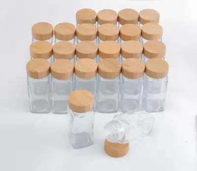 Buy 12/24x Glass Spice Jars Airtight With Bamboo Lids Storage Bottles Containers Pot • 12.95£