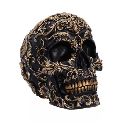 Buy NEW Skull Ornament Figurine Renaissance Black And Gold Skull Nemesis 15cm • 27.45£