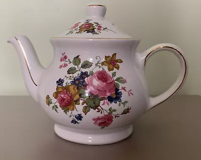 Buy Vintage Small Sadler England Pink Roses & Gilding Teapot • 15£
