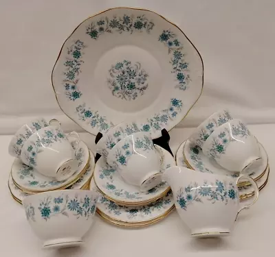 Buy Vintage 21 Piece Colclough Bone China Tea Set With Blue And White Floral Design • 23£