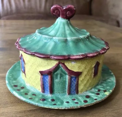 Buy Antique Majolica Shorter & Son Sugar Jam Honey Pot House With Underplate & Lid • 52.83£