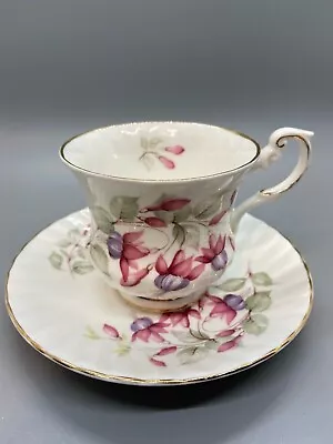 Buy Queens Rosina Fine Bone China Fuschia Flowers Tea Cup/Saucer 1875 • 18.89£