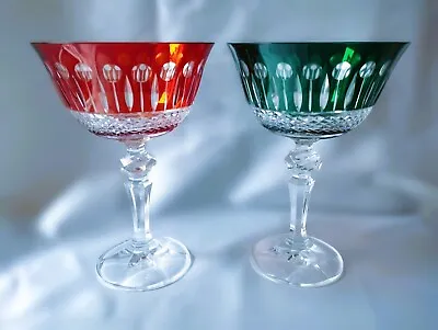 Buy Czech Bohemian Crystal Glass Handmade - Open Champagne Glass- 2 Pcs Multicolor • 28.81£
