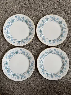 Buy 4 X Vintage Colclough Royal Albert BRAGANZA Side Plates Blue Flowers Gold Rims • 10.99£