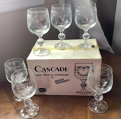 Buy 6 VINTAGE New Old Stock BOHEMIA Czech Crystal CASCADE Stemware Wine Glass 8oz • 49.33£