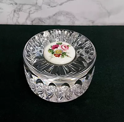Buy  Round Crystal Clear Paperweight With A Floral Ceramic Decoration • 4.99£