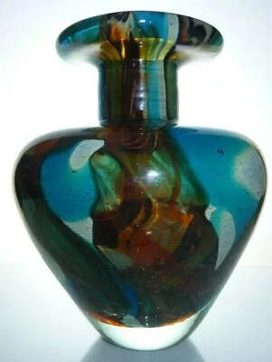 Buy Mdina Marble Pattern Vase Signed Width 10cm X Height 13cm • 40.90£