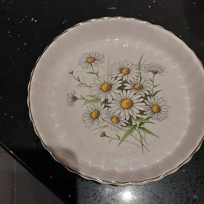 Buy Kernewek Pottery Cornwall Fluted Flan Quiche Dish Gold Rim Daisies 7.75  Inch Ap • 13£