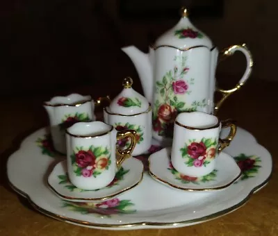 Buy Miniature Bone China Floral Tea Set • 22£