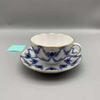 Buy Lomonosov Porcelain Evening Time Tea Cup & Saucer Set White Blue Hand Painted A • 34.52£