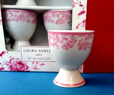 Buy Laura Ashley  ~ Set Of 4 Egg Cups  ~ Pink Floral Trim ~ New Boxed • 7.99£