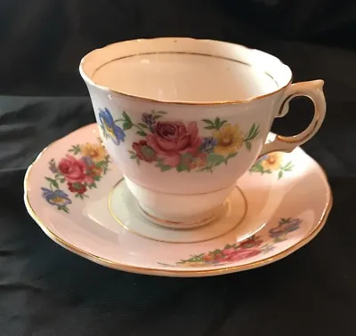 Buy Colclough Made In England Bone China Cup Saucer Lavender Floral Gold Trim 6732 2 • 19.84£