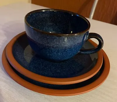 Buy Henry Watson Pottery Of Suffolk - Cup Saucer Side Plate Blue Glazed • 19.99£