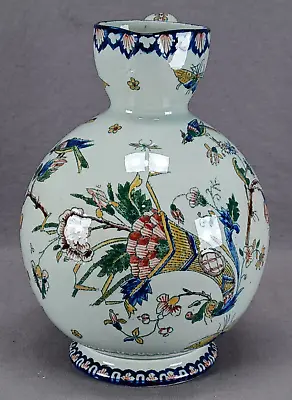 Buy Gien France Hand Painted Flowers Cornucopia Birds Insects Faience Jug 1866-1875 • 144.44£