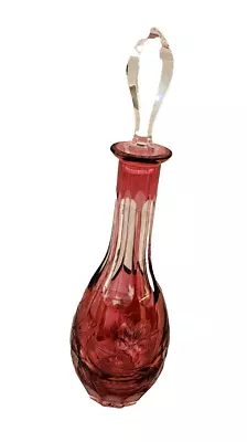 Buy Bohemian Cranberry Cut To Clear 13  Decanter Grapes And Leaves Nachtmann Style • 23.72£