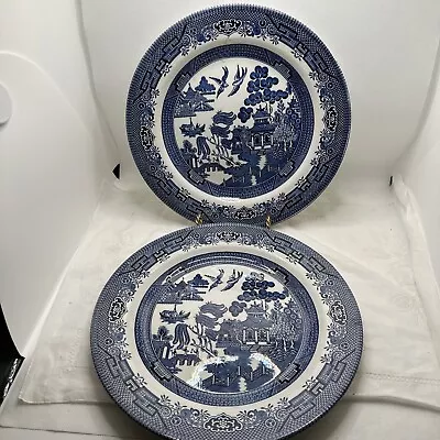 Buy Churchill England Blue Willow Dinner Plates 10” Set Of 2 • 15.16£