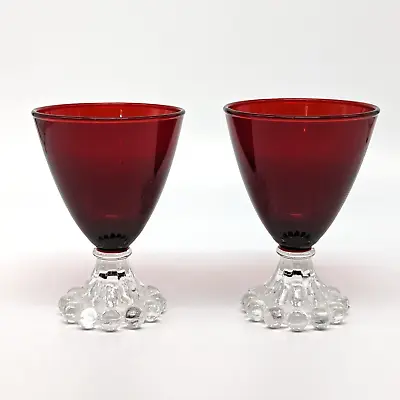 Buy VTG Anchor Hocking Set Of 2 Berwick Boopie Ruby Red Liquor Cocktail Glasses MCM • 19.13£