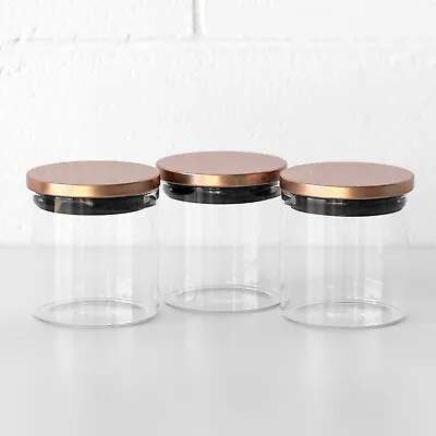 Buy Set Of 3 Dried Food Storage Canisters 500ml Small Jars Copper Rice Flour Pots • 18£