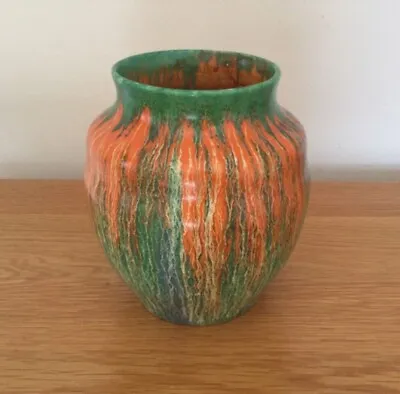 Buy Art Deco Wadeheath Ware Orcadia Ceramic Drip Vase Orange Green Blue • 5£