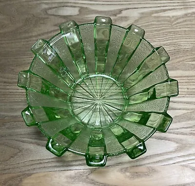 Buy Art Deco Green Glass Large Bowl 23cm • 24.99£
