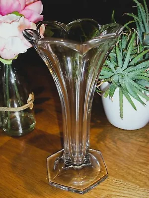 Buy A Wonderful  Art Deco Davidson's Glass Posy Vase - In A Chippendale Tulip Style  • 22.95£